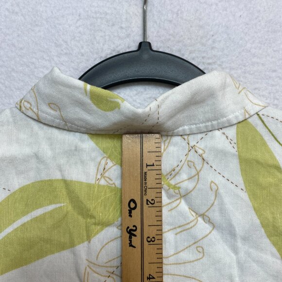 Cubavera Shirt Mens XL White Short Sleeve Floral Linen Blend Button Up - Picture 11 of 11